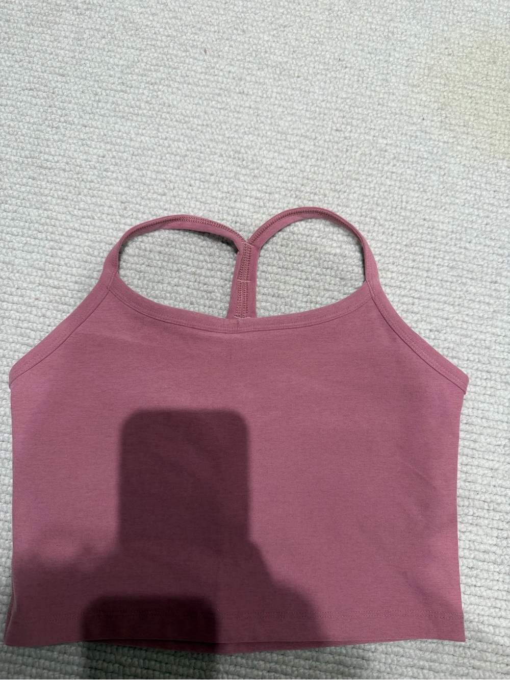 Beyond YogaMauve Pink Racerback Cropped Tank Top With Built-In Bra